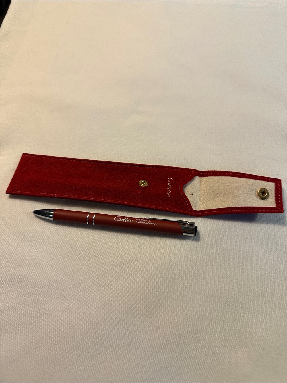 Cartier Red Pen with Red velvet Snap Pouch